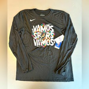 New NIKE San Antonio Spurs Long Sleeve T-Shirt Large Black Vamos Basketball NBA